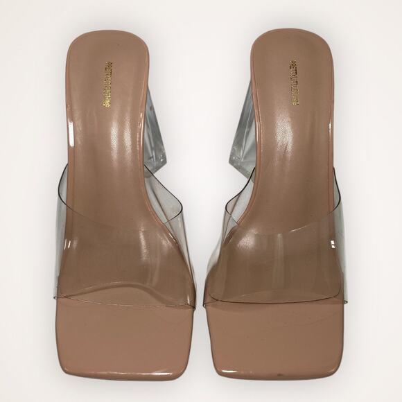 PrettyLittleThing Women’s 6 Tan Clear Block Sandal Heel - Picture 3 of 9